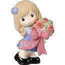 Precious Moments 172003 I Love You Girl with Flower Bouquet Bisque Porcelain Figurine, One Size, Multi