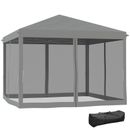 Outsunny Heavy Duty Pop Up Gazebo with Removable Mesh Sidewall Netting Gray