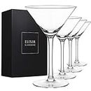 Elixir Glassware Martini Glasses Set of 4 - Hand Blown Crystal Martini Glasses with Stem - Elegant Cocktail Glasses for Bar, Martini, Cosmopolitan, Manhattan, Gimlet, Pisco Sour 9oz, Clear
