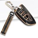 Carloginn® Mogato TPU Car Key Cover fit for BMW GT-Series | X-Series | M-Series | 3-Series | 5-Series | 7-Series Smart Key (Black) (Black)