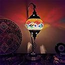Lampada da tavolo fatta a mano a collo di cigno Lampada da scrivania in vetro mosaico turco marocchino con apparecchi di illuminazione con base in bronzo per camera da letto Soggiorno Sala d
