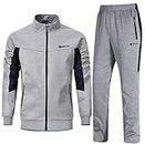 Rdruko Men's Tracksuit Athletic Full Zip Casual Sports Jogging Gym Sweatsuit(Grey,US XL)