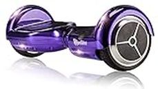 Wheelster Advance 6.5" Hoverboard for Kids and Adults | Speaker & LED Lights | Self Balancing Scooters Powerful Dual 250W Motor, 10km/h Speed | UL2272 Certified / No Fall Tech - Charger Included (Metallic Purple)