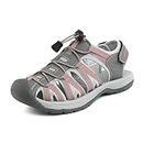 DREAM PAIRS Womens Closed Toe Hiking Summer Outdoor Walking Sport Athletic Sandals,Size 11,GREY/CORAL,160912-W-NEW