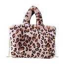 SECRET DESIRE Women Leopard/Zebra Stripe Handbag Faux Fur Tote Bag Light Pink Leopard