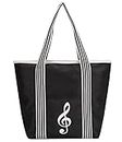 KingPoint Bolsa de mano con temática de música, bolsa de compras reutilizable, multiusos, bolsa de notas musicales para amantes de la música, regalos, Bolso de mano con clave de sol
