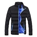 LCMTWX Winter Jackets for Men Coat Solid Color Buttons Coat Jackets Wool Long Sleeve Warm Coat Turn-down Collar Coat, 2-blue, XX-Large