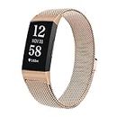 Yibcaiic Metal Bands Compatible with Fitbit Charge 4 / Fitbit Charge 3 / Charge 3 SE, Adjustable Stainless Steel Magnetic Loop Strap Metal Mesh Replacement Wristbands for Women Men
