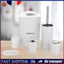 6pcs Bathroom Accessories Set Trash Can Cup Soap Dish Luxury Gift (White) FR