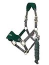 LeMieux Vogue Fleece Headcollar with Lead Rope - Extra Padding, Adjustable at Curb and Poll Strap (Spruce/Full)