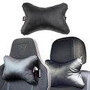 Car Neck Cushion, Gaming Chair Cushion, Headrest for Car Seat, Travel Cushion Made of Faux Leather, Comfortable and Waterproof Cushion for Travel, Colour: Black