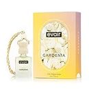 Evair Hanging Car Air Freshener - Gardenia 10 ml | Car Perfume | Car Accessories Interior | Car Aroma with Essential Oils Fragrance in Glass Bottle with Wooden Diffuser Lid | Pack of 1