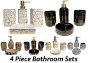4-PC Bathroom Accessory Sets - Tumbler, Toothbrush Holder, Soap Dispenser, Dish!