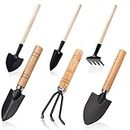 Small Garden Tools, 6 Pcs Mini Garden Tools Set, Cute Gardening Tools, Home Indoor Tiny Kids Gardening Tools Succulent Tool Kit, Plant Potted Flower Garden Tool Wood Handle for Plant Care Transplant