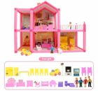    DIY Doll House Dolls Accessories Toy With Miniature Furniture Garage Pink