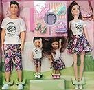 Munchkin Land Family Doll Set Includes Mom. Dad, Daughter & Son Dolls and Accessories - Assorted Colours