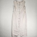 Collection Point Of View Maxi Dress Size 14 Cream Sleeveless Button Front Linen