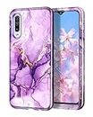 Lamcase for Samsung Galaxy A50 Case, Heavy Duty Rugged Shockproof Hybrid Hard PC Soft Silicone Bumper Three Layer Drop Protection Anti-Fall Cover Case for Samsung Galaxy A50, Purple Marble