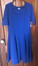 LuLaRoe Nicole XL Dress Solid Bright Blue Fit Flare NWT