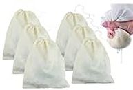 Breezy Blends Muslin Cheese Cloth Bag for Kitchen, Unbleached Reusable Cotton Bags for Straining Juice as Strainer, Masala Potli, Spice Bag, Paneer, Curd, Cheese, Sprouting Beans-10x12inches 6 Pcs