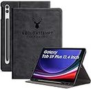 Robustrion Cover for Samsung Tab S9 Plus Cover Case 12.4 inch Deer Flip Case with [S Pen Holder] for Samsung Galaxy Tab S9 Plus/Tab S9+ Tablet Cover 12.4" with [Auto Sleep/Wake] - Black