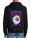 American AF Bald Eagle Graphic Veste zippée à Capuche en mélange de Coton Sweat à Capuche Noir Large