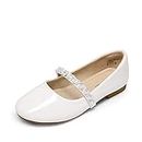 DREAM PAIRS Girls Party Shoes Ballet Flats Girls Mary Jane Flower Princess Shoes,SERENA-100-KIDS-NEW-E,White-PAT-1,2 UK/35 (EUR)