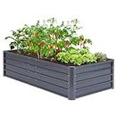 Ohuhu Metal Raised Garden Bed Outdoor 6x3x1.5 FT Reinforced Galvanized Rustproof Colored Steel Planter Boxes for Vegetables, Heavy Duty Raised Beds for Growing Flowers Herbs Succulents