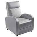 Homall Recliner Chair, Recliner Sofa PU Leather for Adults, Recliners Home Theater Seating with Lumbar Support, Reclining Sofa Chair for Living Room (Leather, Grey)