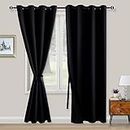 XWZO Black Blackout Curtains 2 Panels with Tiebacks 84 Inches Long Thermal Insulated Grommet Room Darkening Drapes for Bedroom Living Room Office W52xL84