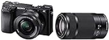 Sony Alpha ILCE 6100L 24.2 MP Mirrorless Digital SLR Camera with 16-50 mm Power Zoom Lens & Tiltable Screen, Black & E-Mount 55-210mm F4.5-6.3 Telephoto Lens (Black)