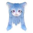 SMILETERNIT Animal Head Cat Fursuit Cut Mask Halloween Masquerade Cosplay Costume Props Blue