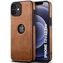 TheGiftKart Genuine Leather Finish iPhone 12/12 Pro Back Cover Case | Shockproof Design | Camera & Screen Protection | Stunning Minimalist Design Back Case Cover for iPhone 12/12 Pro (Brown)