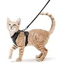 rabbitgoo Cat Harness and Leash for Walking, Escape Proof Soft Adjustable Vest Harnesses for Small Medium Cats, Easy Control Breathable Reflective Strips Jacket, XS, Black