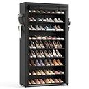 LANTEFUL Shoe Rack with Covers - 10 Tiers Tall Shoe Rack Organizer Large Capacity Shoe Shelf Storage 40 Pairs Space Saving Vertical Shoe Storage Organizer for Closet, Entryway, Dorm, Bedroom