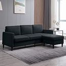 Mixoy 78'' Convertible Sectional Sofa with Storage Ottoman, Small Linen Fabric Sofa with Movable Ottoman, Modern Free Combination L Shaped Couch (Dark Grey)