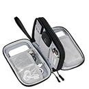 Electronic Organizer, Travel Cable Organizer Bag with Double Layer Design, Waterproof Electronics Accessories Storage Bag for Cable, Cord, Charger, Phone, Earphone (Black)