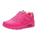 Zapatillas de moda para mujer, zapatos de cuña con cordones, zapatillas de paseo en otoño e invierno Bringbring, rosa fuerte, 36 EU