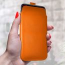 Funda protectora abatible de cuero PU para varios teléfonos móviles - naranja (L)