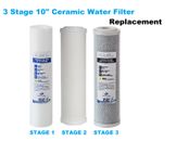 Aquati 3 Stage Home Kitchen Ceramic Drinking Water Filter Replacement Set 10"