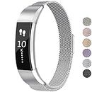 Meliya Metal Bands for Fitbit Alta Band & Fitbit Alta HR Band, Stainless Steel Magnetic Lock Replacement Wristbands for Alta & Alta HR Women Men Small Large (Small, Silver)