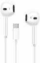 USB C Headphones Type-C Wired Handsfree/Earphone with in-Built Microphone & Noise Cancelling in-Ear Headset Earbuds for iPhone 15/15 Plus/ 15 Pro/ 15 Pro Max (White)