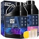 Epoxy Resin 64OZ - Crystal Clear Epoxy Resin Kit - No Yellowing No Bubble Art Resin Casting Resin for Art Crafts, Jewelry Making, Wood & Resin Molds(32OZ x 2)