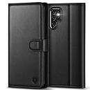 Kuafcase for Samsung S22 Ultra Case, 4 Card Slots Magnetic Closure Kickstand Shockproof Protective Phone Case for Samsung Galaxy S22 Ultra - Black
