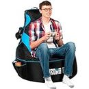 Premium Gaming Bean Bag Chair for Adults [Cover ONLY No Filling], Big Bean Bag Chair Teens, Dorm Chair, Video Game Chairs, Bean Bag Gaming Chair (Black/Blue)