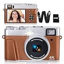 4K Digital Camera for Photography Autofocus, 48MP Vlogging Camera for YouTube with Viewfinder Dial Flash,16X Digital Zoom Portable Compact Travel Camera Anti-Shake for Teens,Adults,Beginners