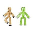 Zing StikBot Dual Pack - Includes 2 StikBots - Collectible Action Figures and Accessories, Stop Motion Animation, Ages 4 and Up (Sand+Clear Light Green Sparkle)