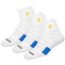 BLITZSOX Hi-Tech Performance Sports Socks for Men (Badminton, Running, Gym & Indoor Training), Pack of 3 (Size UK 7-11, White)