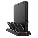 Generic For Playstation 4 Slim Console Ps4 Slim 2 In 1 Vertical Stand W/ Cooling Fan Charger Charging Station W/ Dual Charger Ports Usb Tabletop