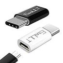 EasyULT USB C Adaptateur, 2 Pièces Adaptateur Micro USB vers USB C,Type C Male vers Micro USB Femelle, pour Samsung Galaxy, Huawei, OnePlus et d'autres avec USB C(Noir + Blanc)